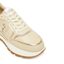 Sneakers Platform Donna LIU JO Amazing 25 in Pelle Beige e Inserti Laminati Oro