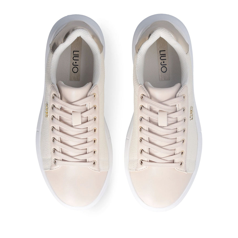 Sneakers Platform LIU JO Babol 01 Laminate Effetto Lizard White Light Gold