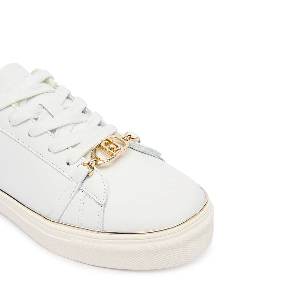 Sneakers Donna LIU JO Kiki 01 in Pelle Bianca con Inserti Laminati Oro