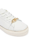 Sneakers Donna LIU JO Kiki 01 in Pelle Bianca con Inserti Laminati Oro
