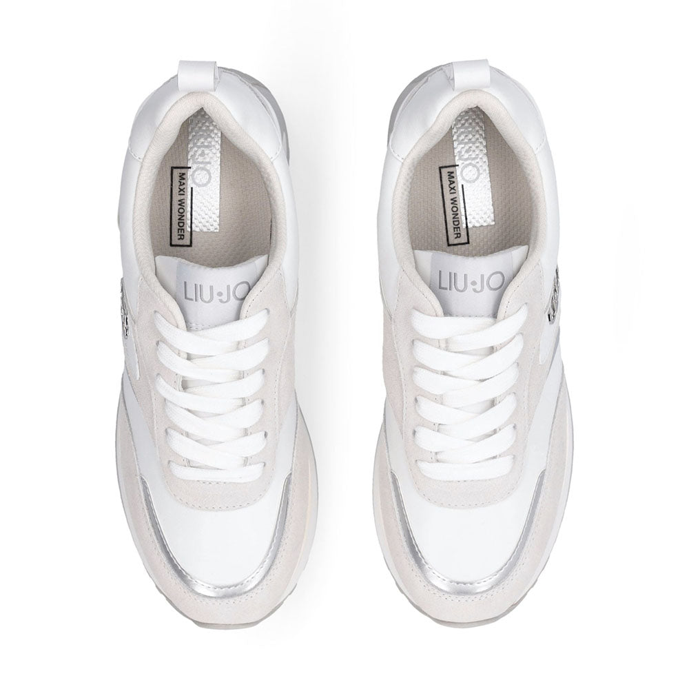 Sneakers Platform Donna LIU JO Maxi Wonder 97 in Pelle e Suede Bianco