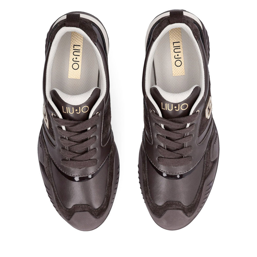 Sneakers Donna LIU JO Blossom 02 in Pelle e Suede color Moka