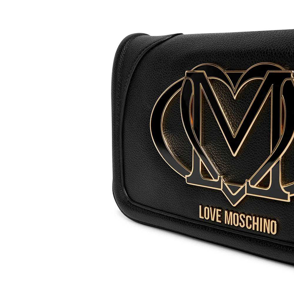 Damen-Clutch mit Umhängeriemen LOVE MOSCHINO in Schwarz mit Maxi-Logo