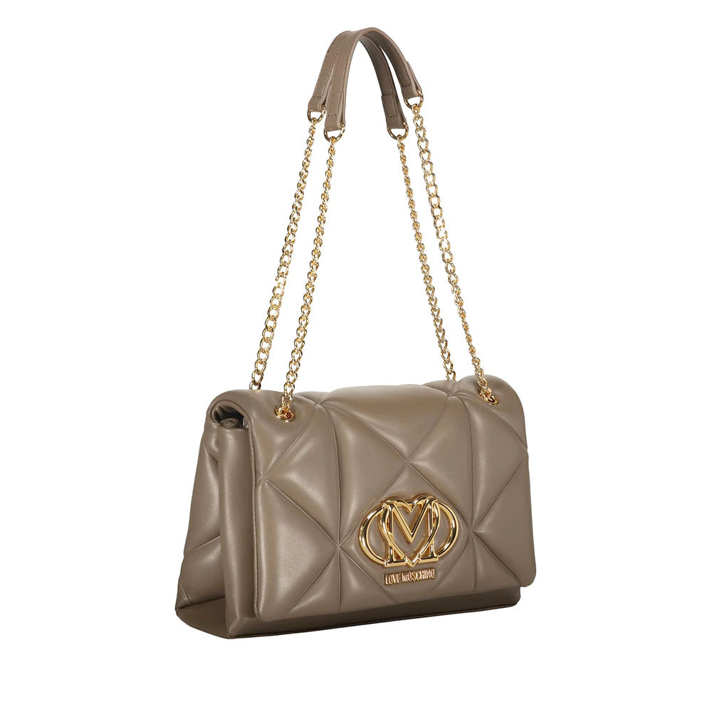 Borsa a Spalla e a Tracolla Trapuntata LOVE MOSCHINO linea Embossed Taupe