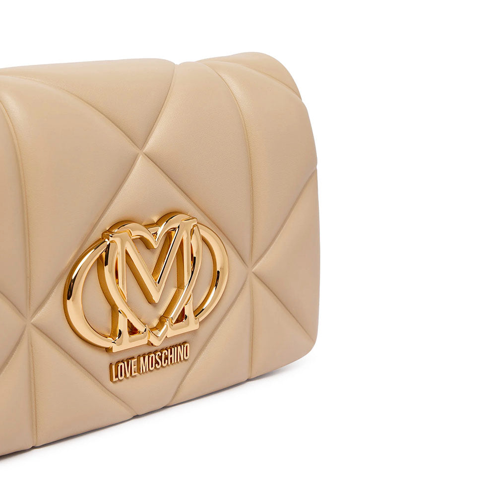 Clutch Trapuntata con Tracolla LOVE MOSCHINO linea Embossed Taupe