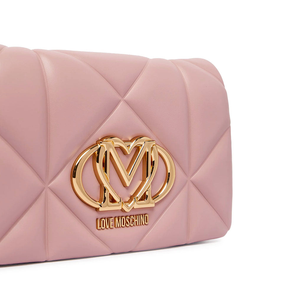 Clutch Trapuntata con Tracolla LOVE MOSCHINO linea Embossed Rosa