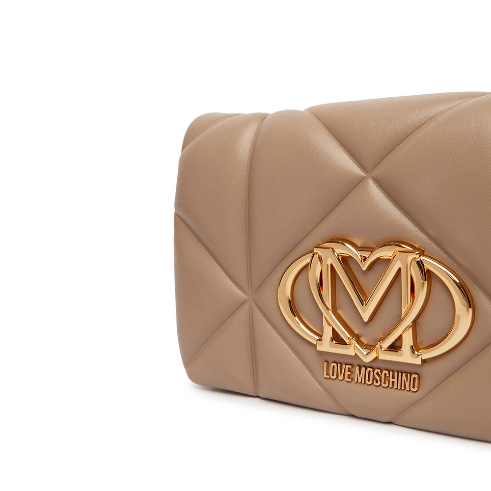 Clutch Trapuntata con Tracolla LOVE MOSCHINO linea Embossed color Sabbia