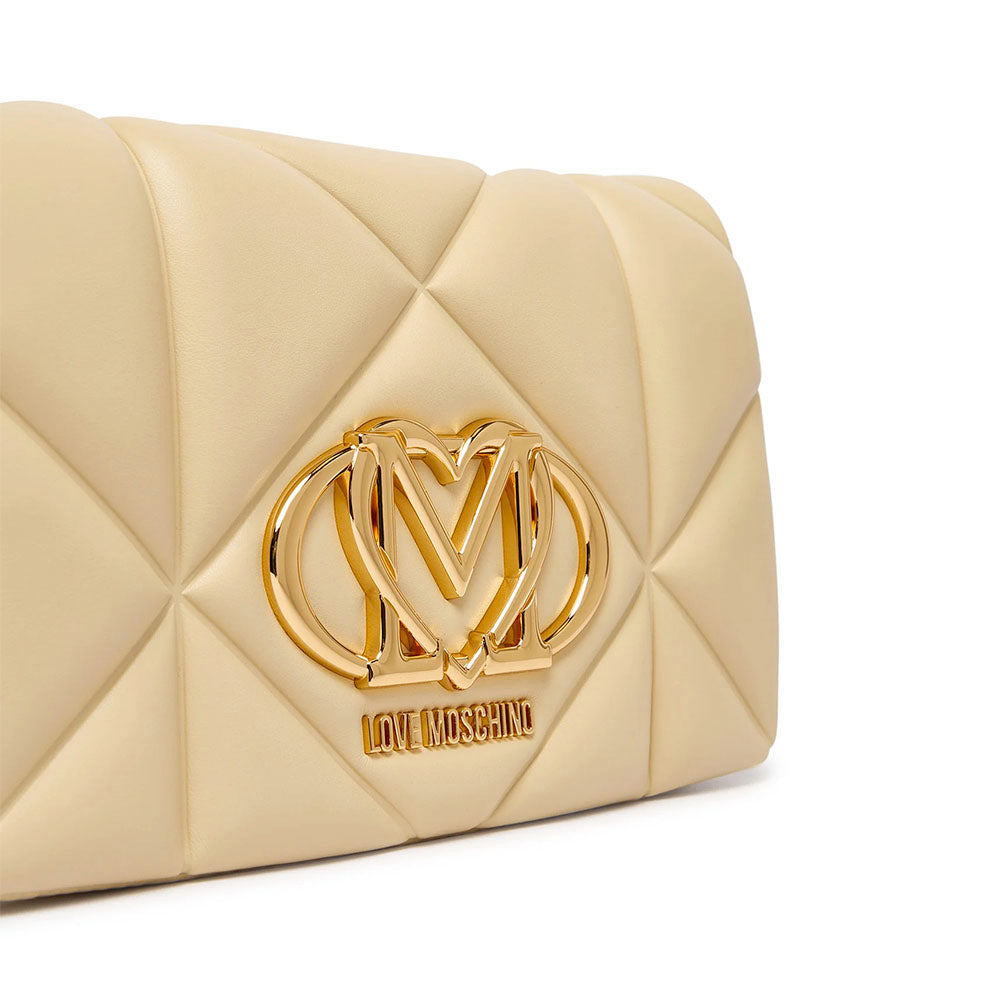 Clutch Trapuntata con Tracolla LOVE MOSCHINO linea Embossed color Burro