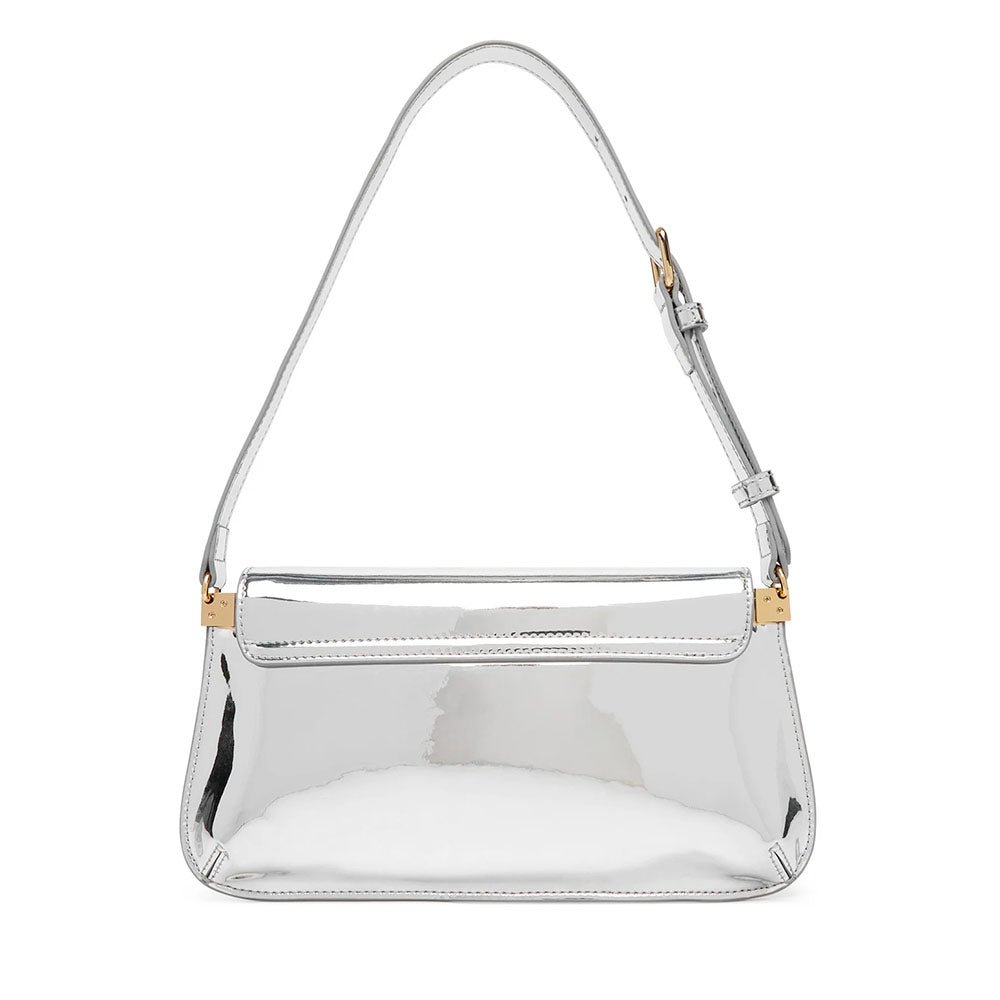 Borsa Piatta a Spalla LOVE MOSCHINO linea Lettering Logo Mirror Argento