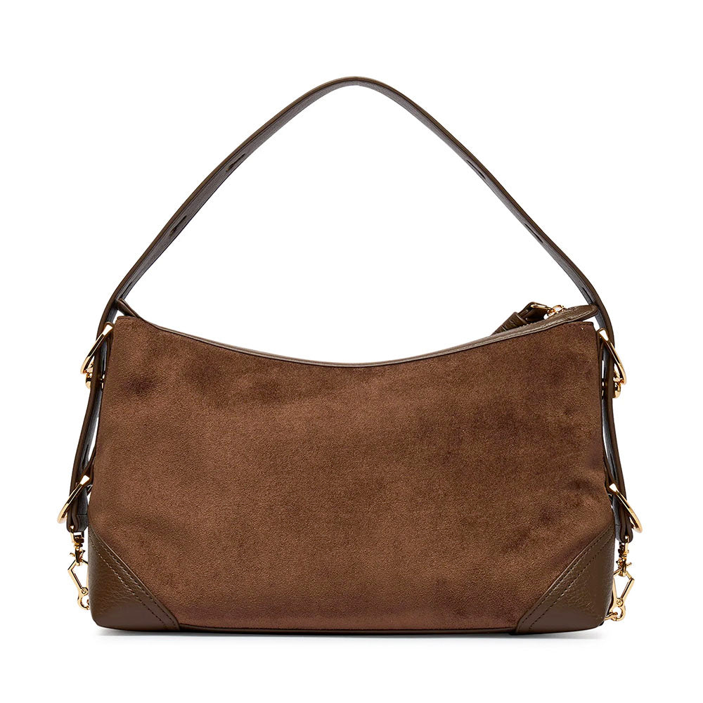 Borsa Donna Hobo Media LOVE MOSCHINO linea Signature Zip in Velour Marrone