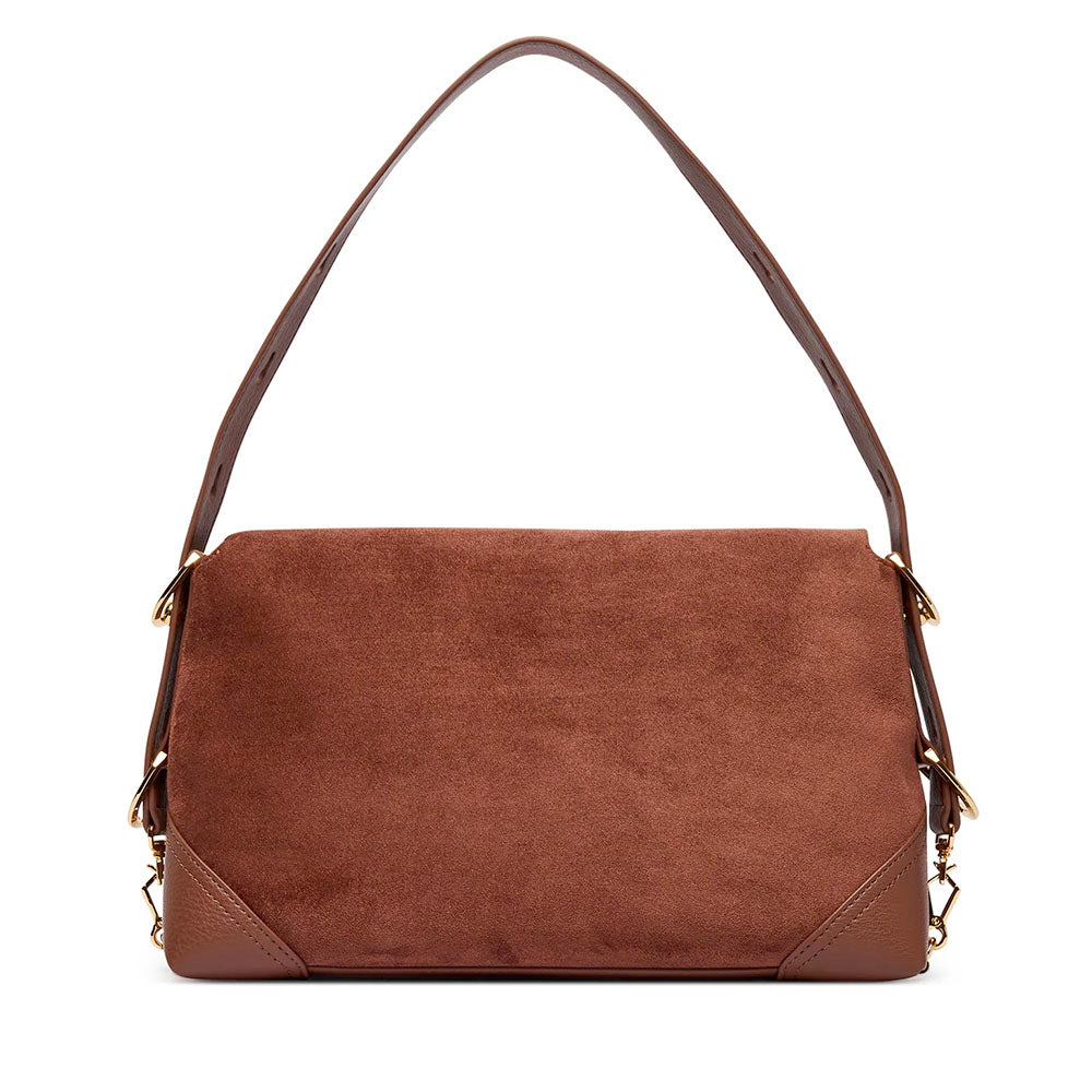 Borsa Donna a Spalla LOVE MOSCHINO linea Signature Zip in Velour color Cuoio