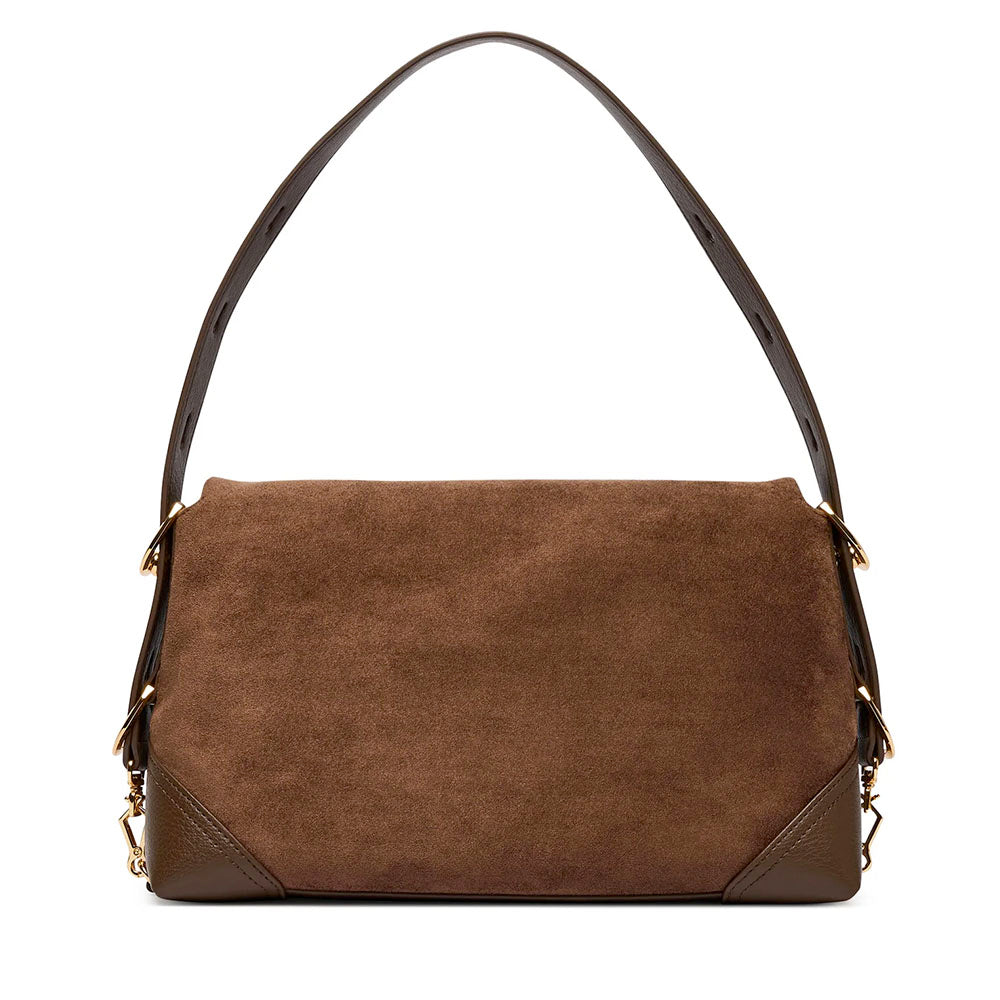 Borsa Donna a Spalla LOVE MOSCHINO linea Signature Zip in Velour Marrone