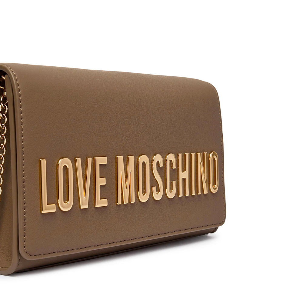 Clutch Donna con Tracolla LOVE MOSCHINO linea Smart Daily Bag Lettering Logo color Fango