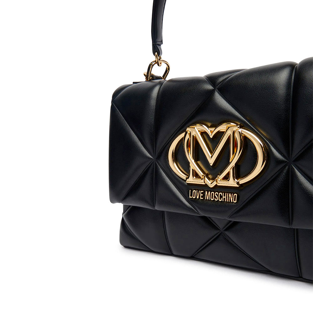 Borsa Donna a Mano con Tracolla LOVE MOSCHINO linea Embossed Trapuntata Nera