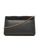 Damen-Clutch mit Umhängeriemen LOVE MOSCHINO Modell Gold Metal Logo aus weichem Stoff in Schwarz