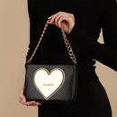 LOVE MOSCHINO Damen Umhängetasche Golden Heart Linie Schwarz