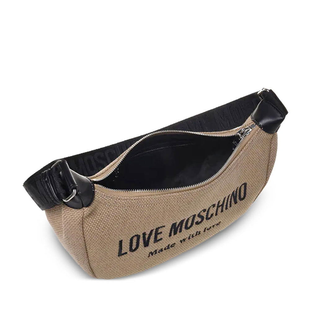 Borsa Donna Mezzaluna a Tracolla LOVE MOSCHINO in Canvas color Oro
