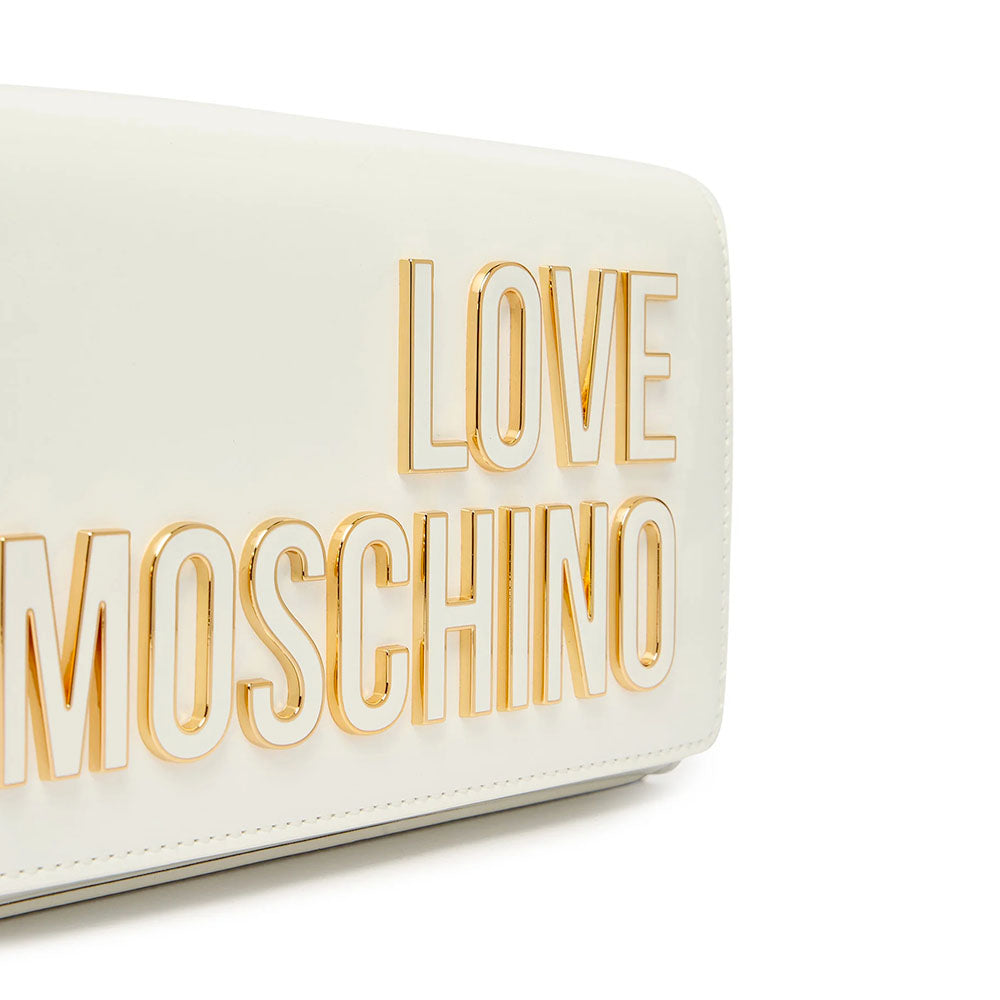 Clutch con Tracolla LOVE MOSCHINO in Vernice Bianca