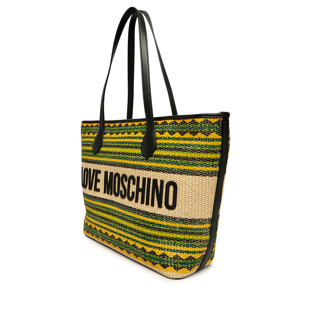 Shopping Bag Donna LOVE MOSCHINO a Righe Nero Multicolor