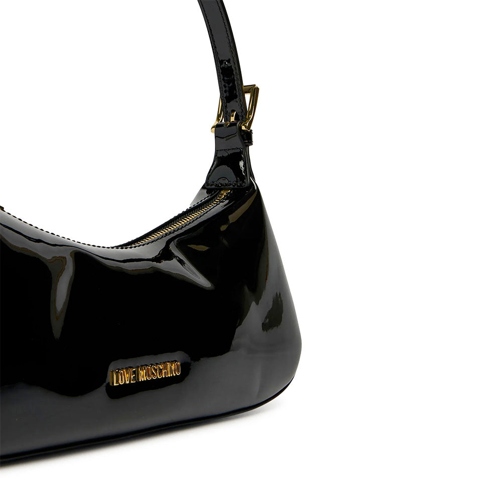 Borsa Donna a Spalla LOVE MOSCHINO in Ecopelle Effetto Vernice Nera