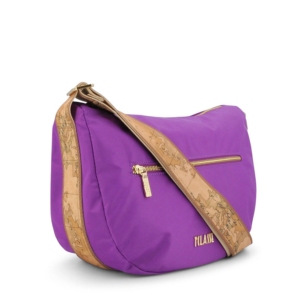 Mezzaluna Grande a Tracolla 1A Classe Alviero Martini linea Breeze Nylon Viola LB84