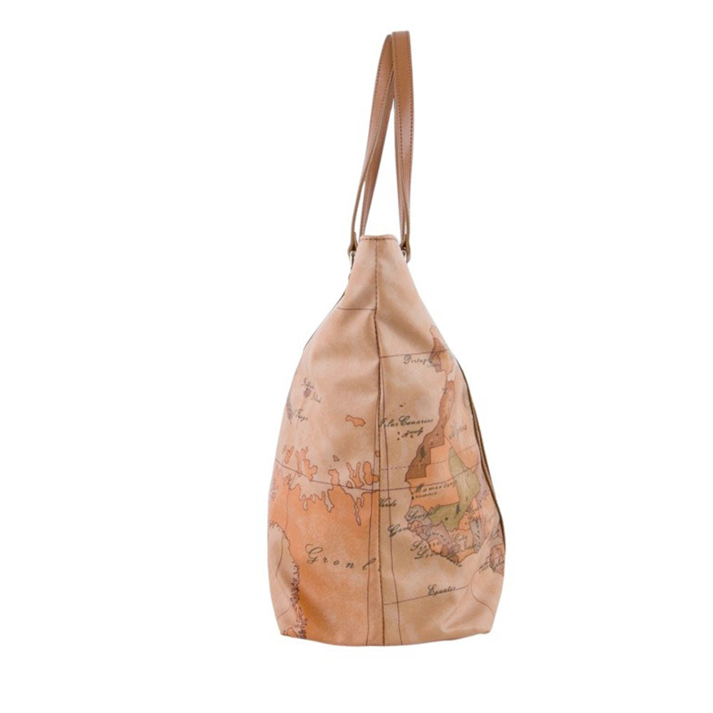 Damen-Shopper 1A Classe ALVIERO MARTINI Modell Soft Petals aus Soft Geo Classic Stoff in Cognac - LE53