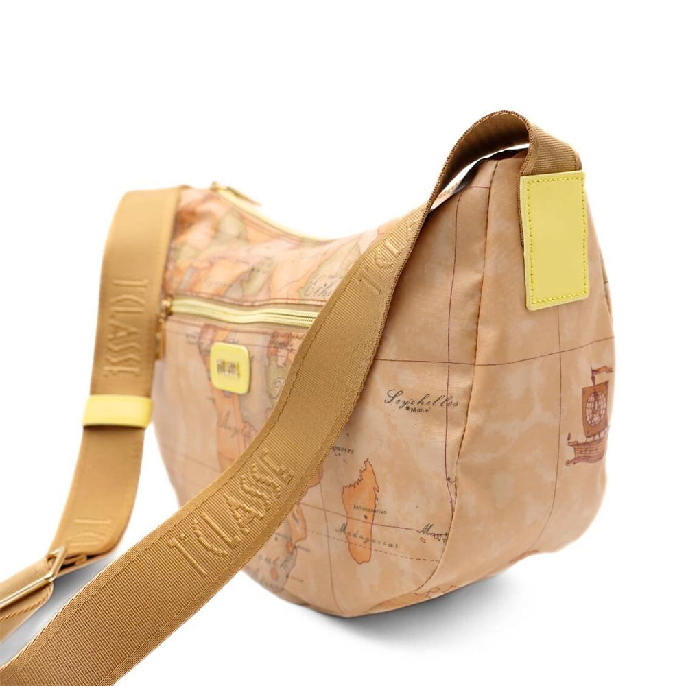 Borsa Donna Mezzaluna Media 1A Classe Alviero Martini linea Soft Petals in Tessuto Soft Geo Classic e Giallo Pastello LE55