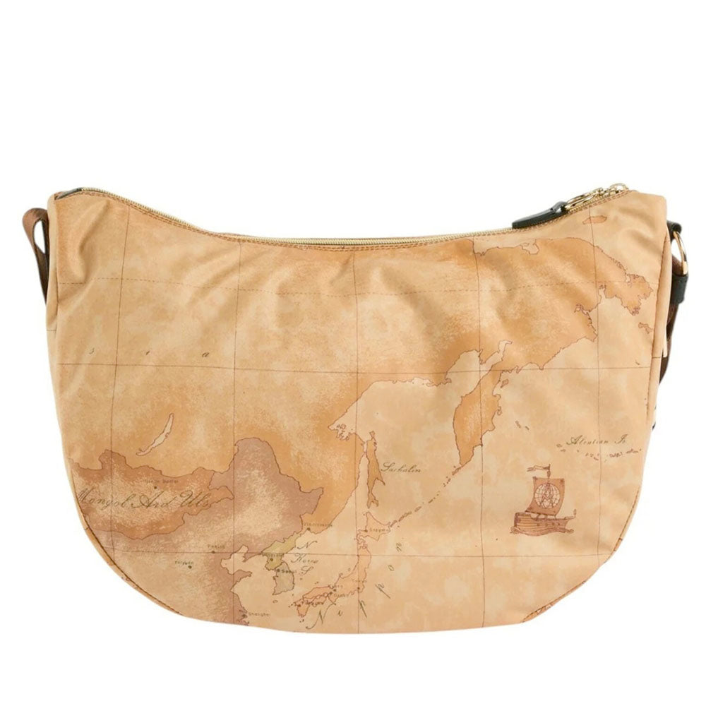 Borsa Donna Mezzaluna Grande 1A Classe Alviero Martini linea Soft Ranch in Tessuto Soft Geo Classic e Nero LG03