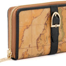 Portafoglio Donna Zip Around 1A Classe Alviero Martini linea Valley Geo Nero e Geo Classic PP01