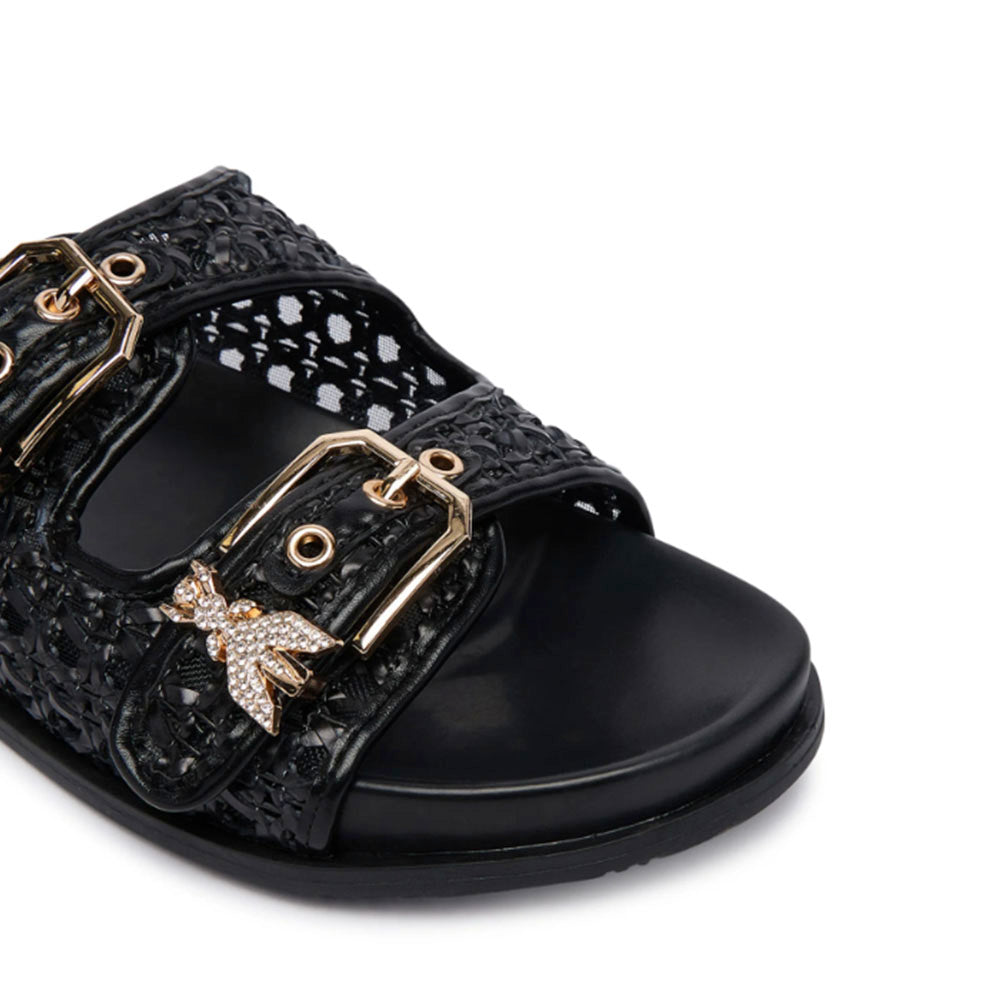 Ciabatte Doppia Fascia PATRIZIA PEPE Girl linea Fly Sandal in Ecovitello Intrecciato Nero