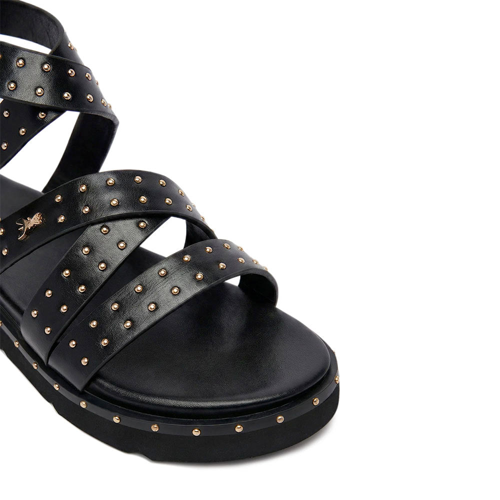 Sandali Donna PATRIZIA PEPE Girl linea Fly Micro in Eco Nappa Nera con Borchie
