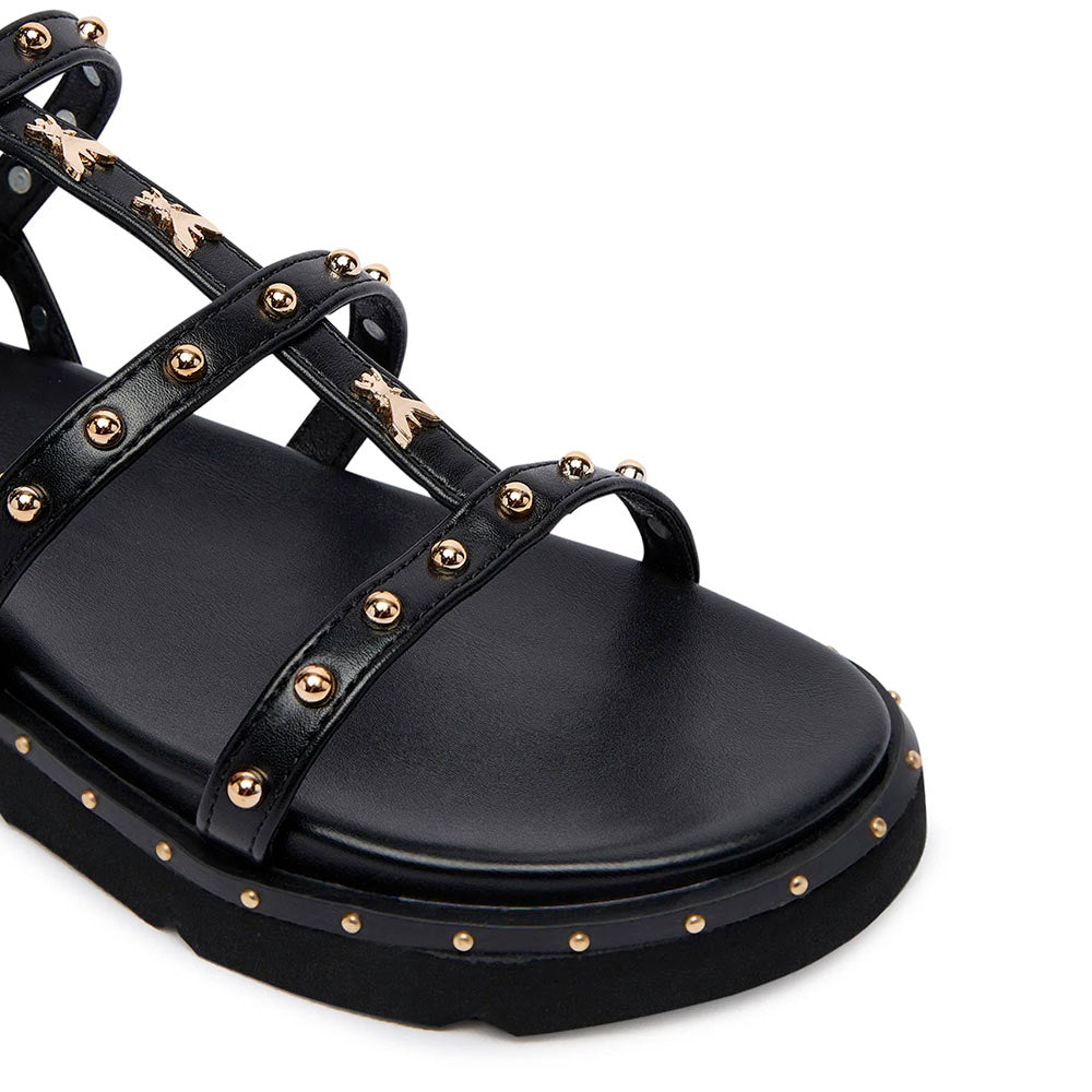 Sandali Donna PATRIZIA PEPE Girl linea Fly Micro Alto in Eco Nappa Nera con Borchie