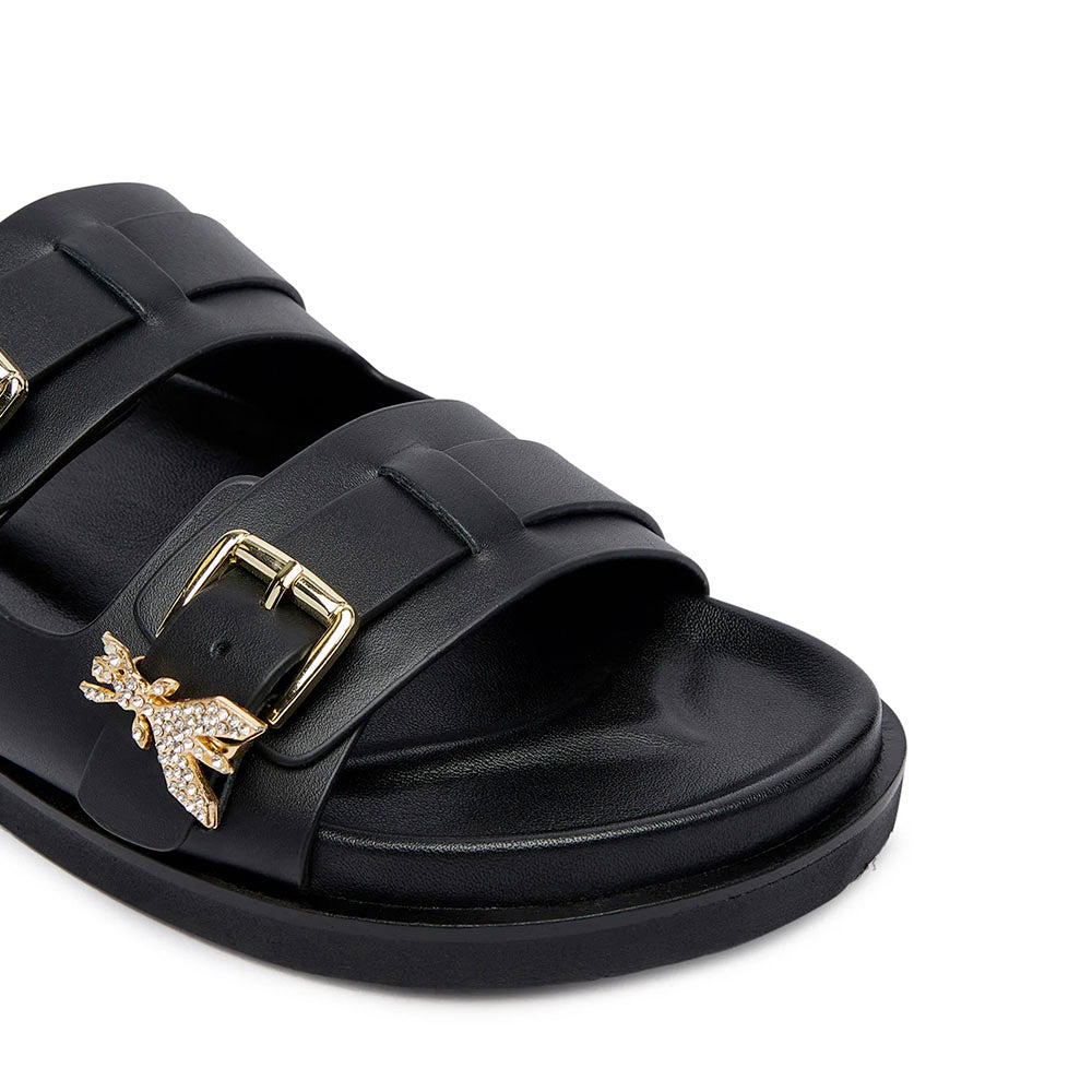 Ciabatte Doppia Fascia PATRIZIA PEPE Girl linea Fly Birkilux in Pelle Nera