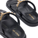 Ciabatte Doppia Fascia Gioiello PATRIZIA PEPE Girl linea Fly Birkilux in Pelle Nera