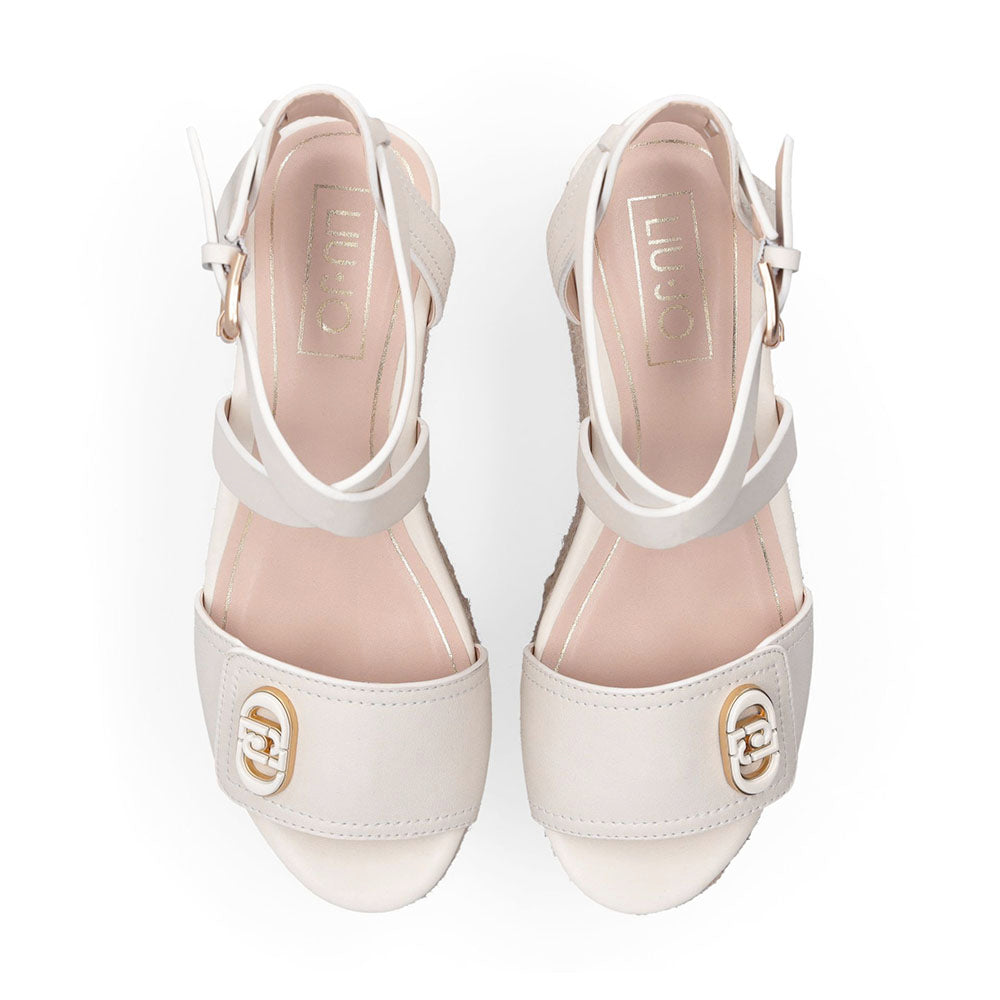Sandali Donna con Zeppa LIU JO Bali 01 in Pelle color Latte