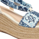 Sandali Donna con Zeppa LIU JO Bali 03 in Tessuto Blu stampa Foulard