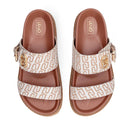 Ciabatte Donna Doppia Fascia LIU JO Livia 02 in Tessuto Jacquard Logato Beige