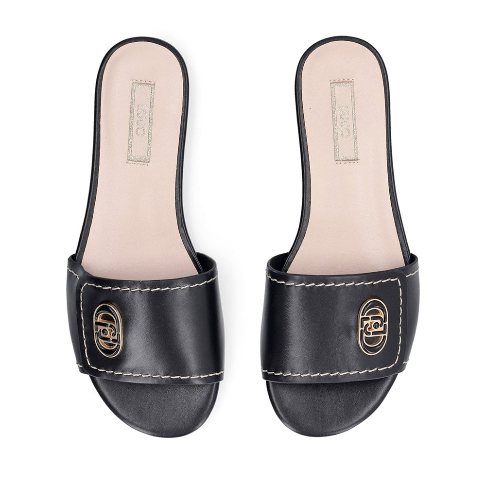 Ciabatte Donna Flat LIU JO Sandy 03 in Pelle Nera