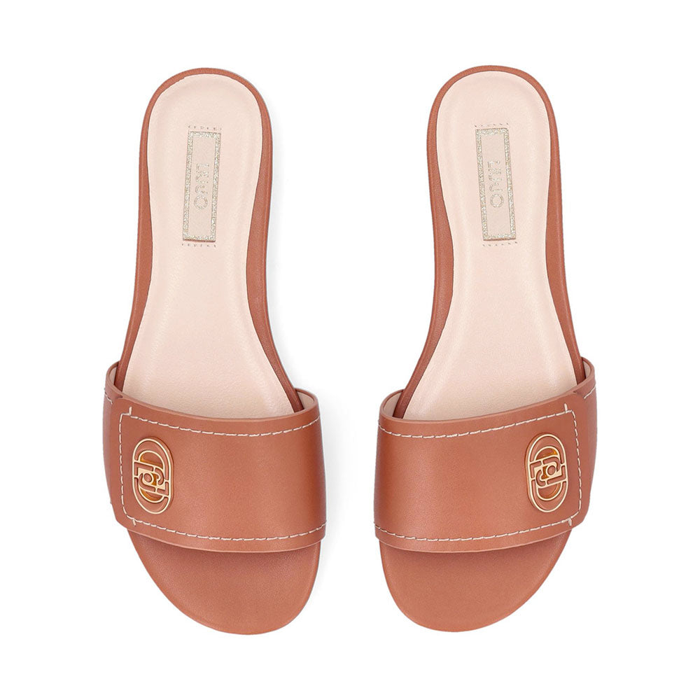 Ciabatte Donna Flat LIU JO Sandy 03 in Pelle Marrone