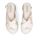 Sandali Donna con Zeppa Glitter LIU JO Flo 03 in Pelle color Latte
