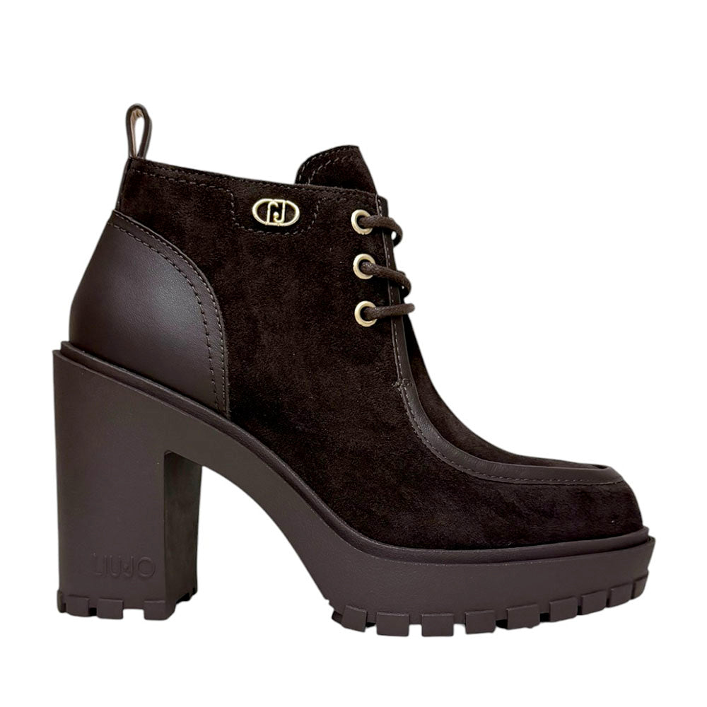 Stivaletti Donna con Tacco LIU JO Ruby 10 in Suede e Pelle Moka