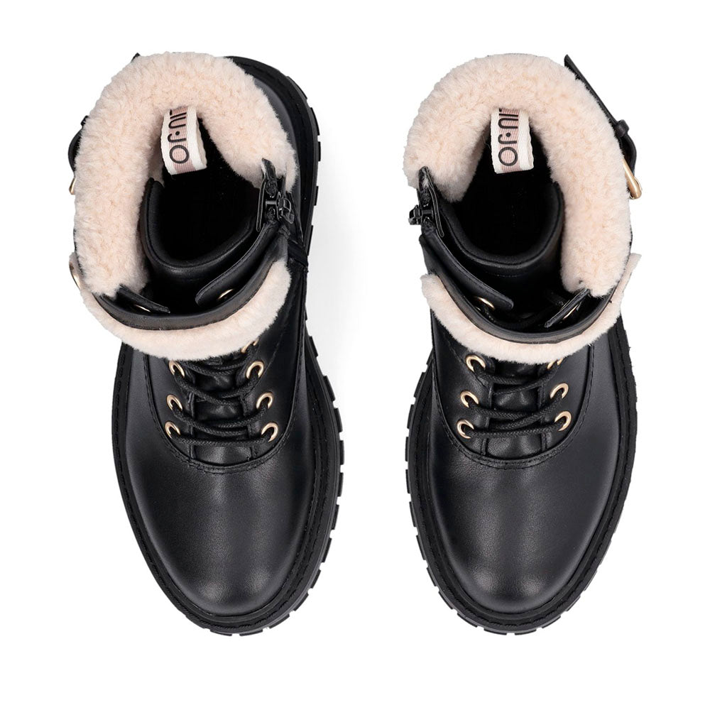 Anfibi Donna LIU JO Rumi 45F in Pelle Nera con Dettagli in Eco Fur
