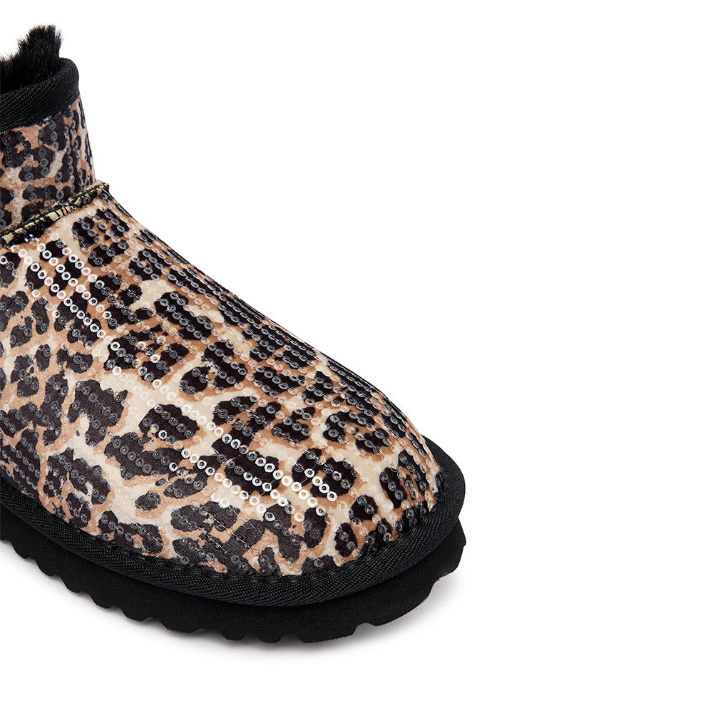 Stivaletti Mini Donna Imbottiti LIU JO Jil 01 in Velluto stampa Leopardata con Paillettes