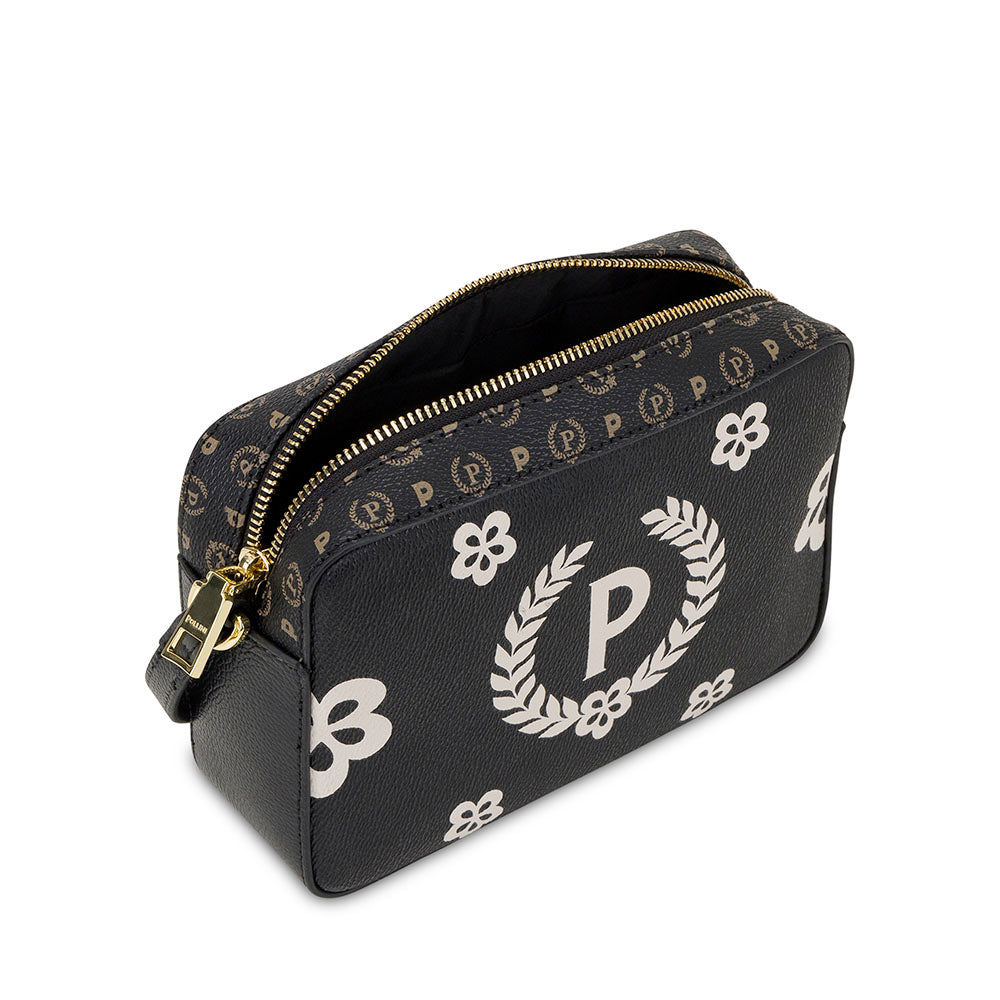 Damen-Umhängetasche POLLINI Linie Day Si! Heritage Schwarz und Weiß