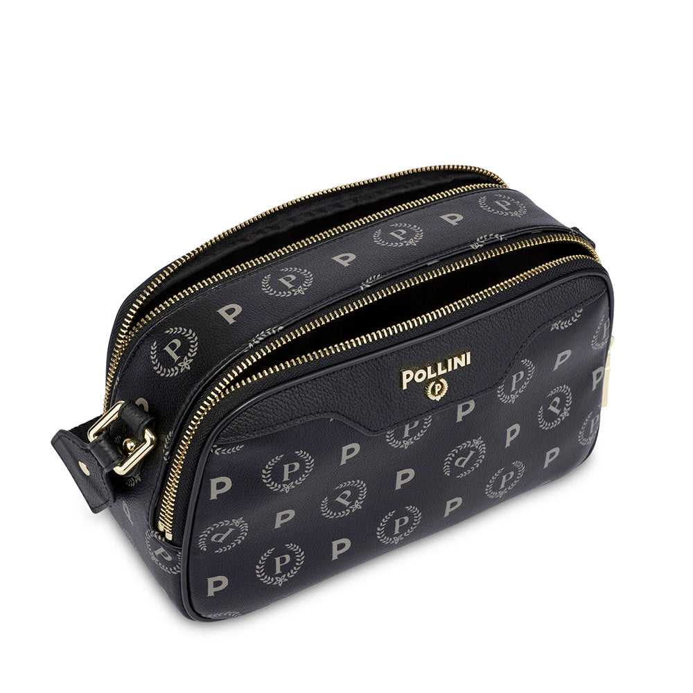 Damen-Kameratasche POLLINI Linie Heritage Logo Schwarz