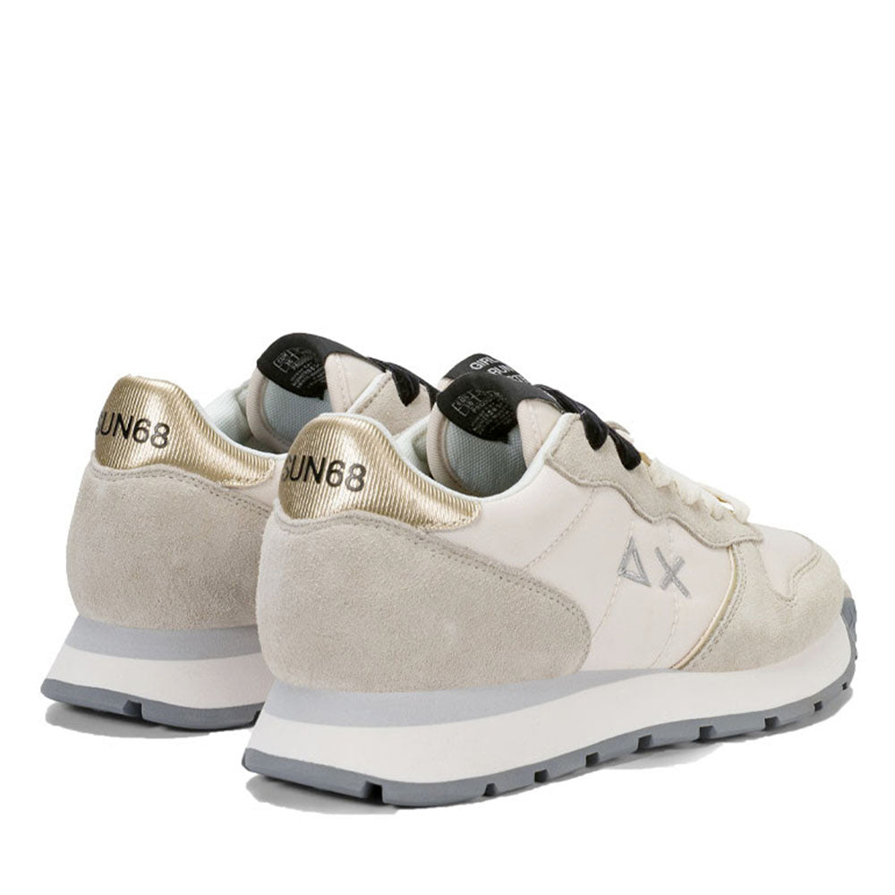 Women's Cream White Sneakers SUN68 Ally Silver Gold - Z46202