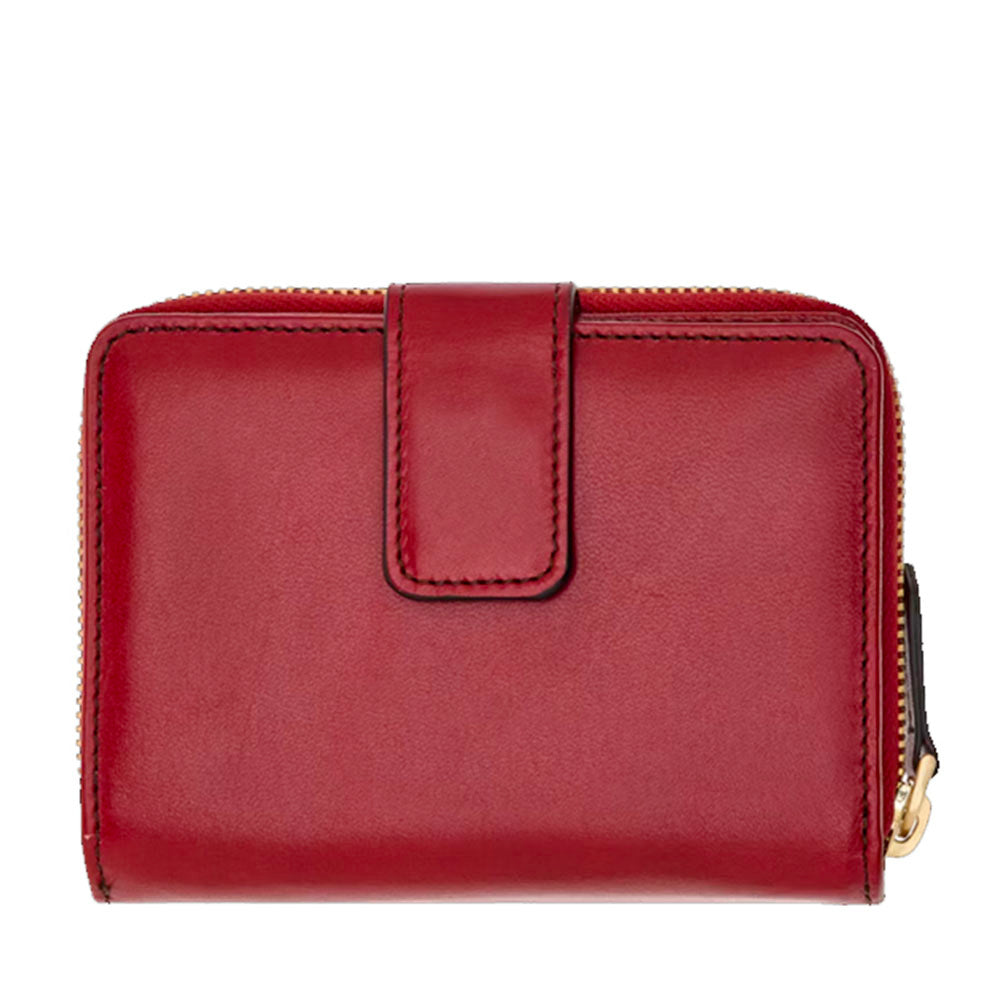 Portafoglio Donna Piccolo Zip Around THE BRIDGE linea Lucrezia in Pelle Rosso Ribes
