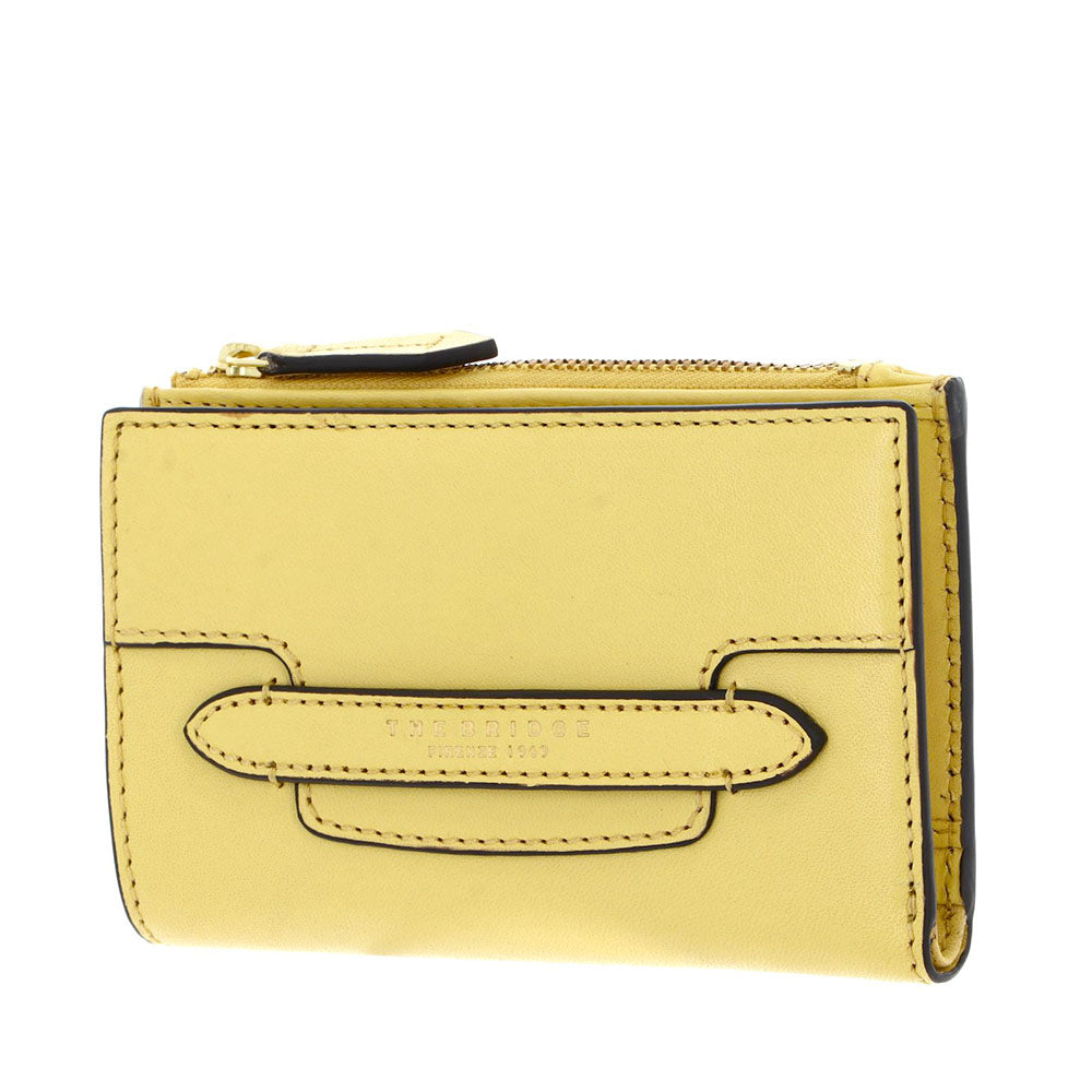 Portafoglio Donna con Bottone THE BRIDGE linea Lucrezia in Pelle Giallo Banana