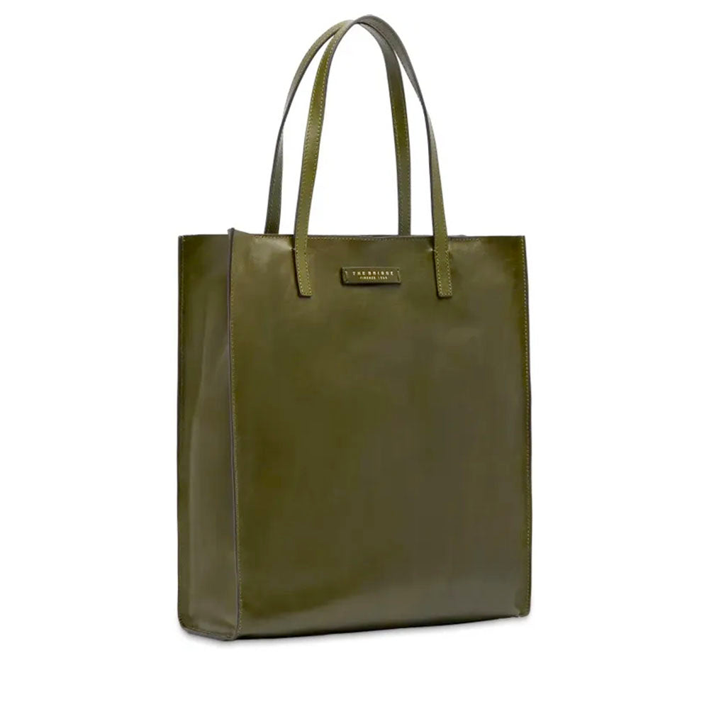 Borsa Donna Shopper Verticale THE BRIDGE linea Mirra in Pelle Verde Maggiorana