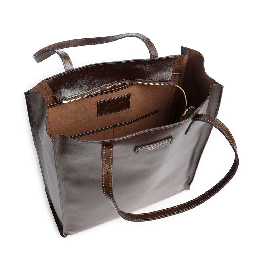 Borsa Donna Shopper Verticale THE BRIDGE linea Mirra in Pelle color Moka